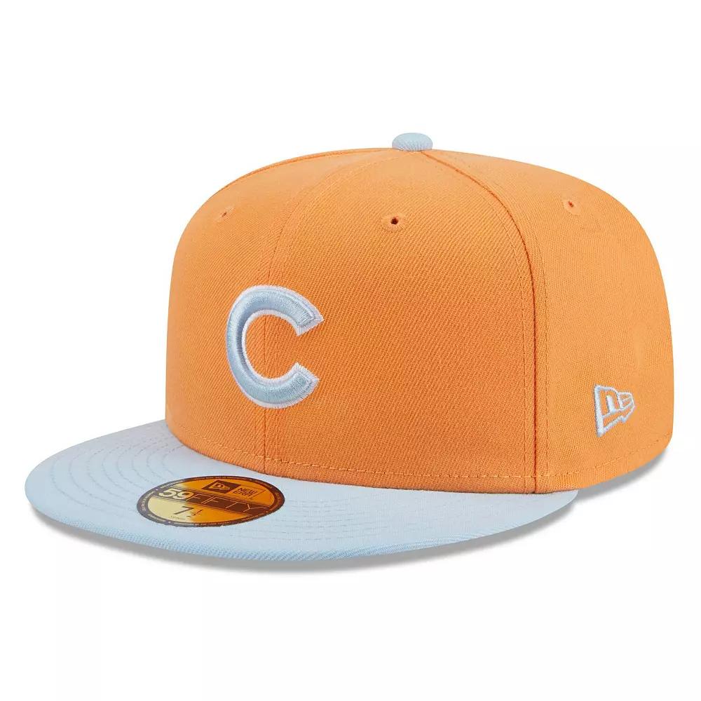 Men's New Era Orange/Light Blue Chicago Cubs Spring Color Basic Two-Tone 59FIFTY Fitted Hat,  Product Image