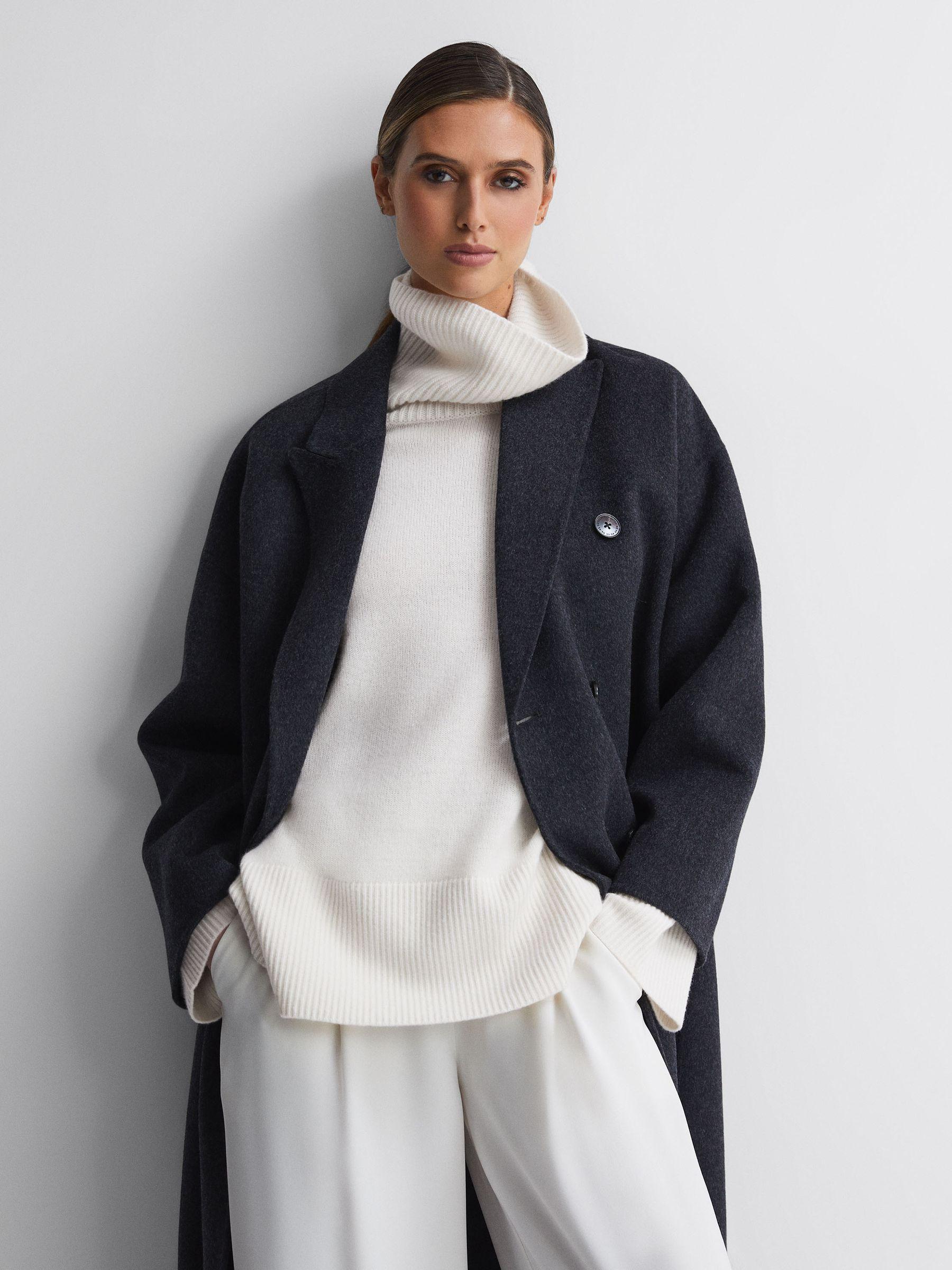 Relaxed Wool-Cashmere Blend Roll Neck Jumper in Cream Product Image