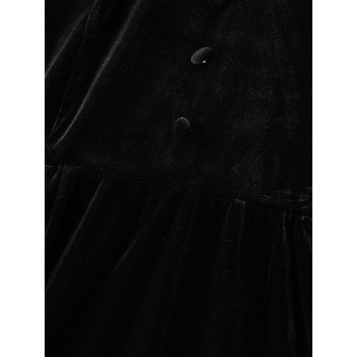 Plus Size Sheer Lace Gathered Backless Midi Dress Black Women Romantic Round Neck Long Sleeve Curvy BloomChic 28/5X Product Image