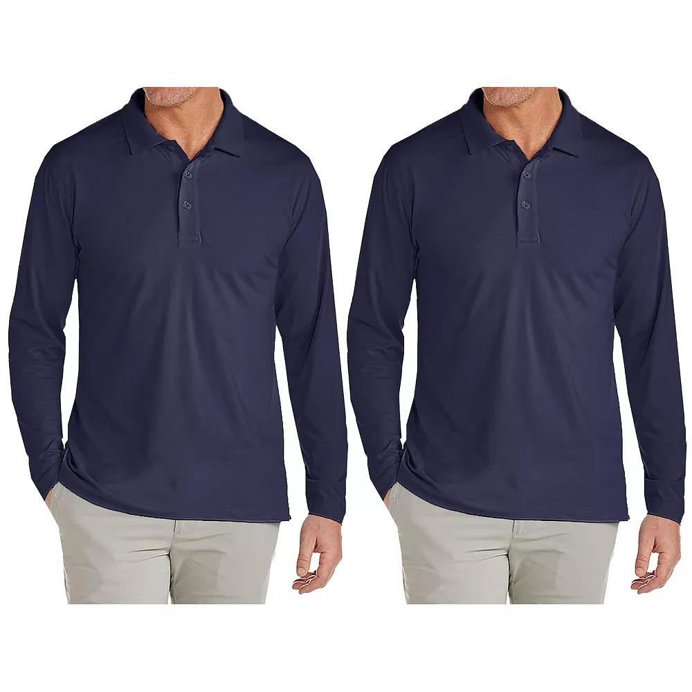 Men's JumpStart 2-Pack Modern Fit Long Sleeve Polo Shirt, Size: XXL, Blue Blue Product Image