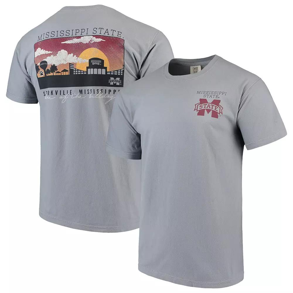 Mens Gray Mississippi State Bulldogs Comfort Colors Campus Scenery T-Shirt Product Image