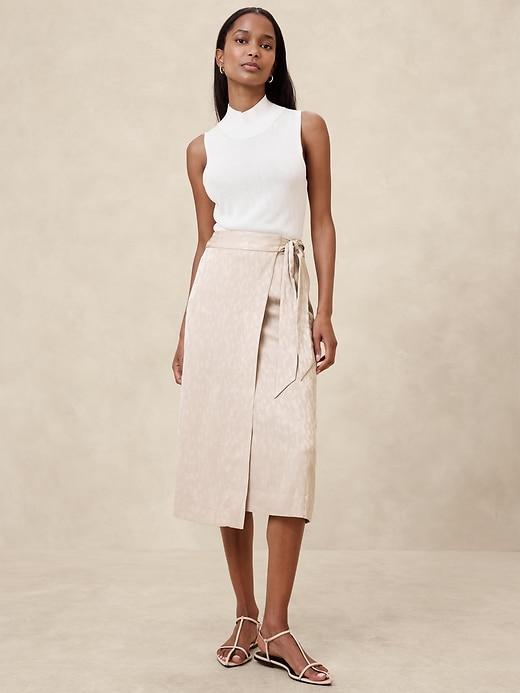 Jacquard Wrap Midi Skirt Product Image