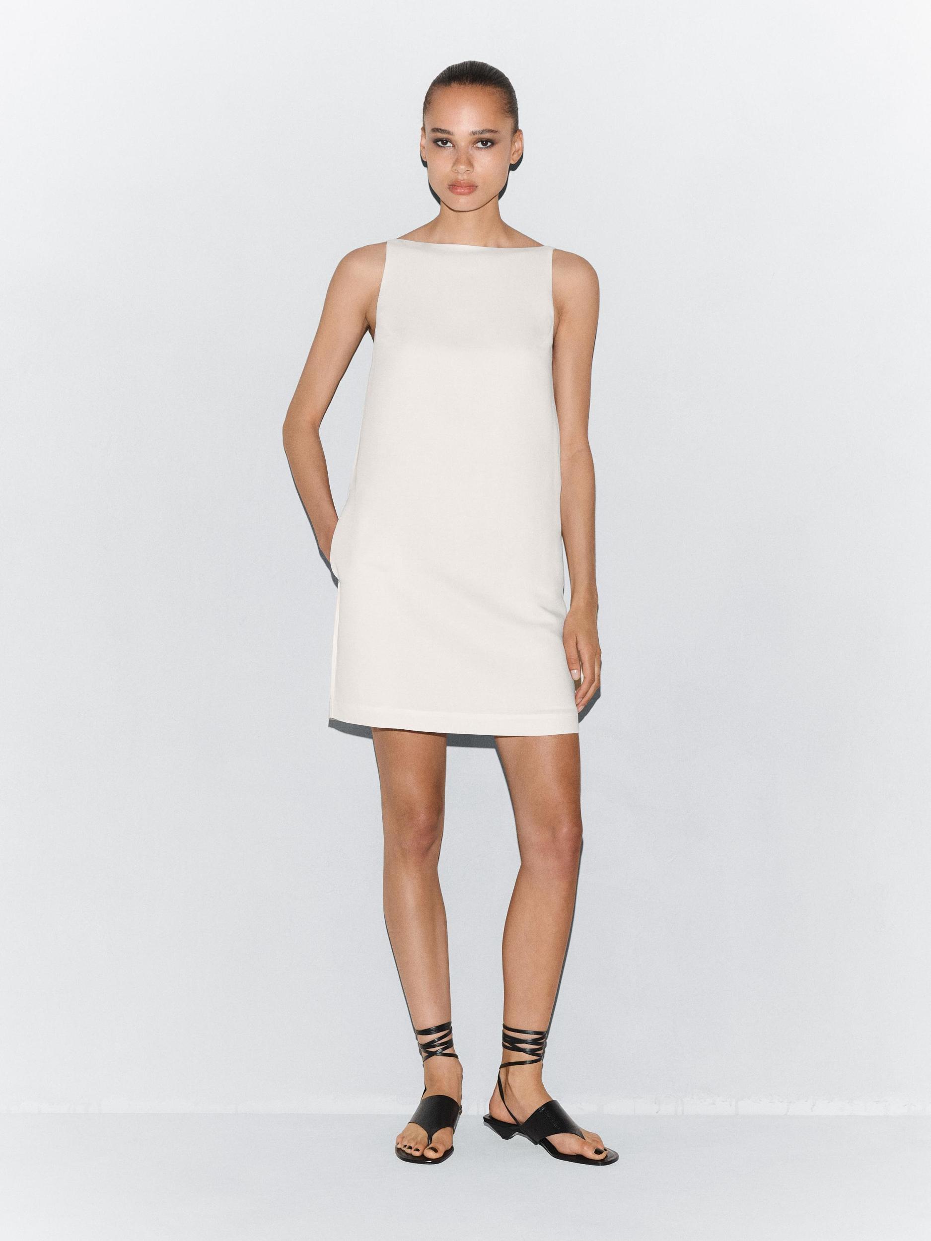 Flowing linen blend mini dress Product Image
