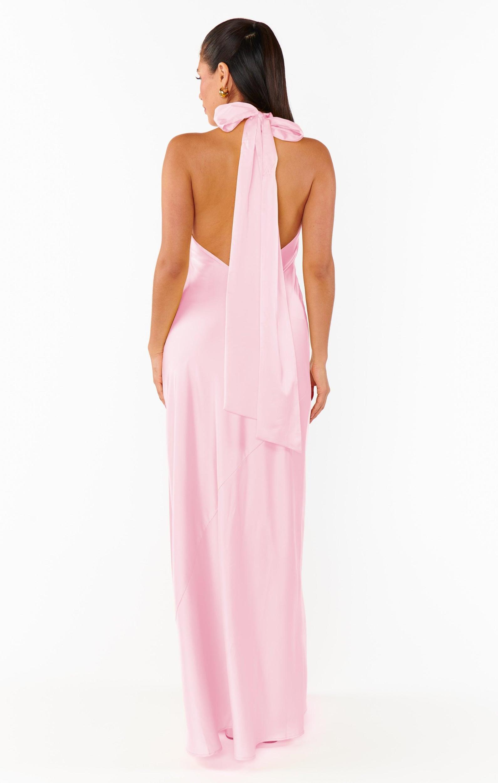 Lisa Maxi Dress ~ Light Pink Luxe Satin Product Image