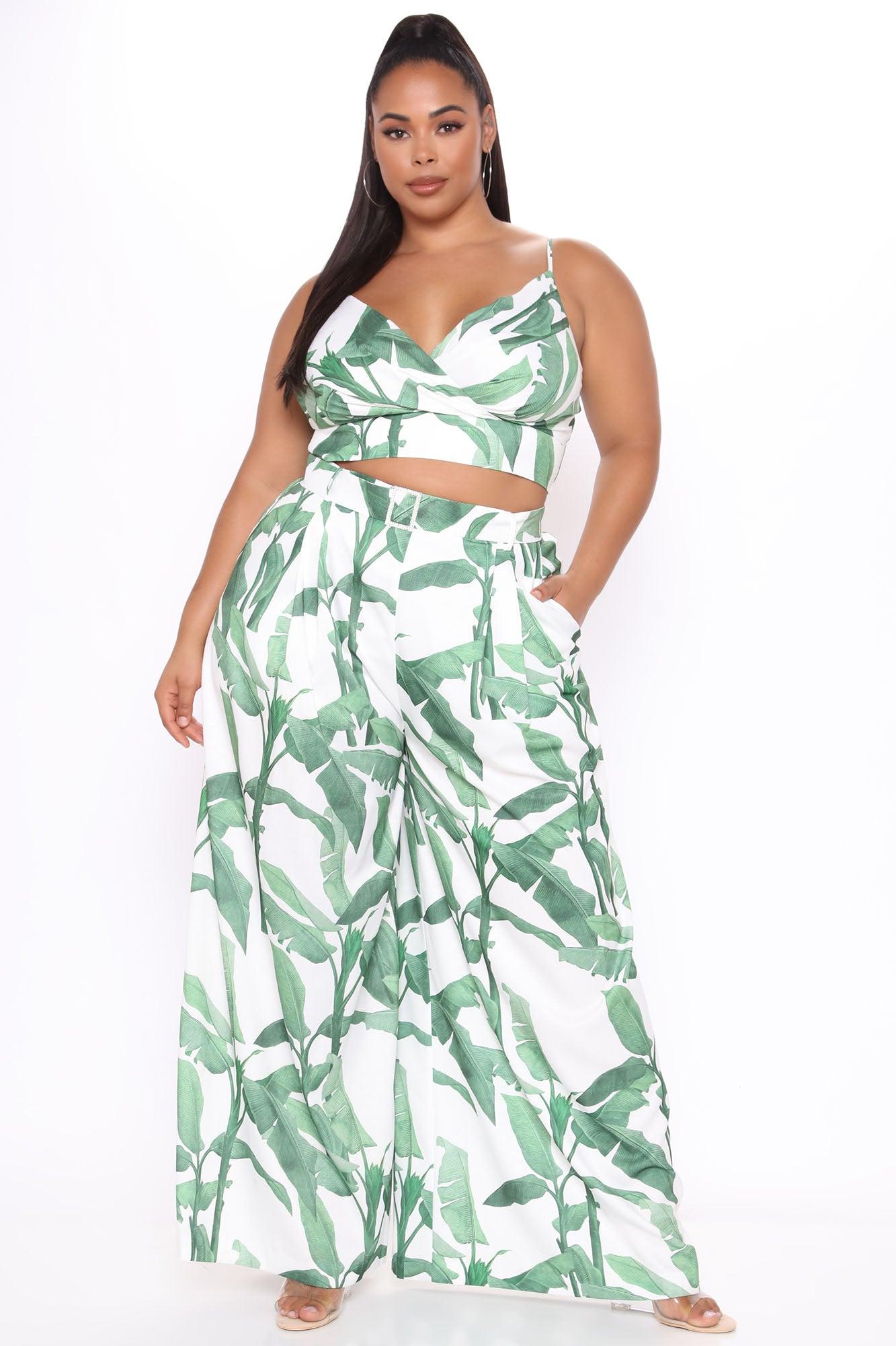 Ibiza Nights Tropical Pant Set - Green/combo Product Image