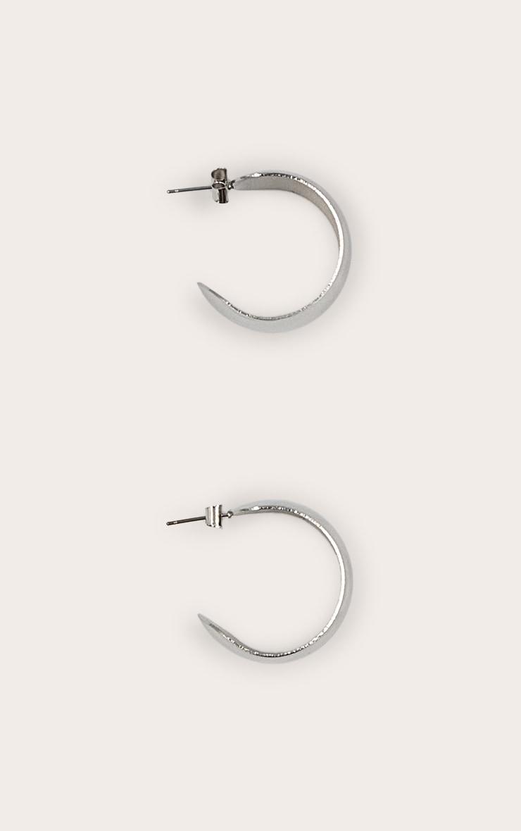  Silver Wide Chunky Medium Hoop Earrings Product Image