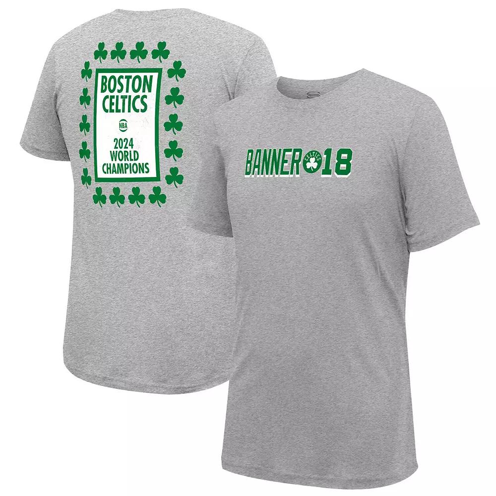 Men's Stadium Essentials Heather Gray Boston Celtics 18-Time NBA Finals Champions Banner 18 Forever T-Shirt, Size: Large, Grey Product Image