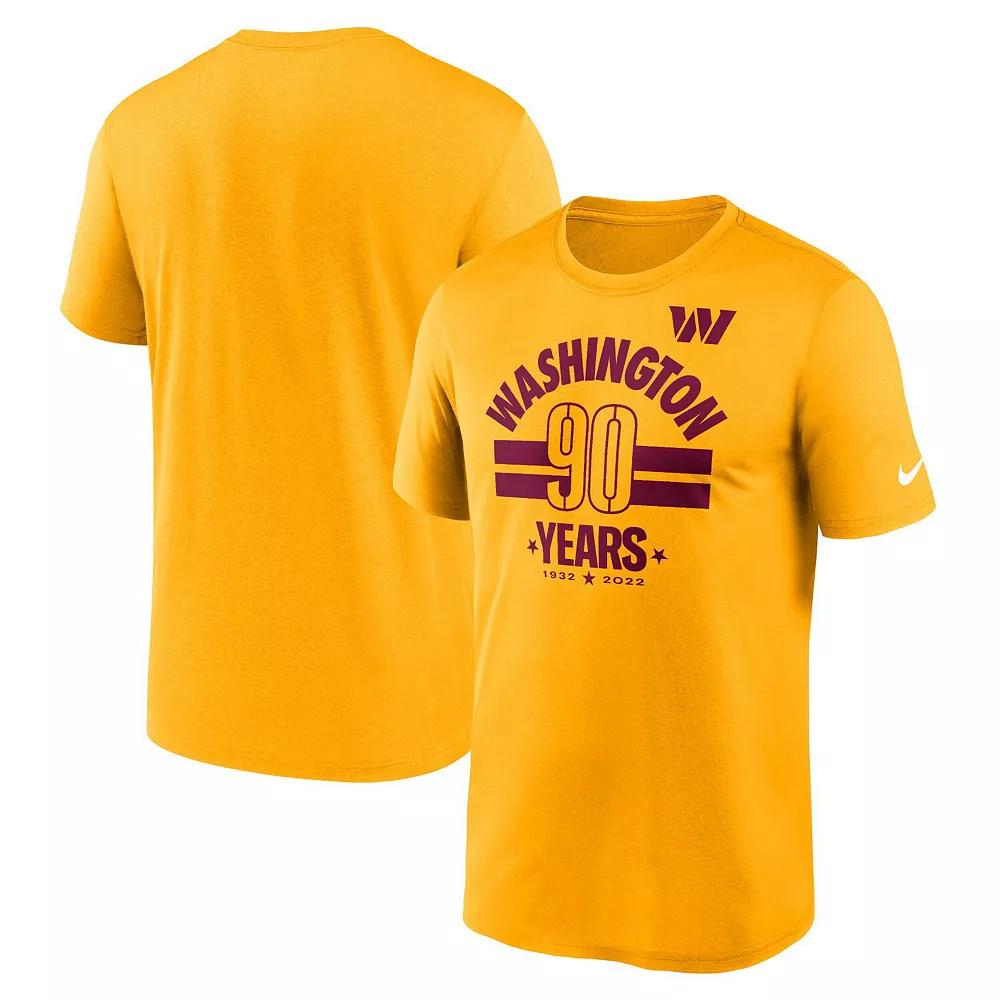 Men's Nike Gold Washington Commanders 90th Anniversary Legend T-Shirt,  Product Image