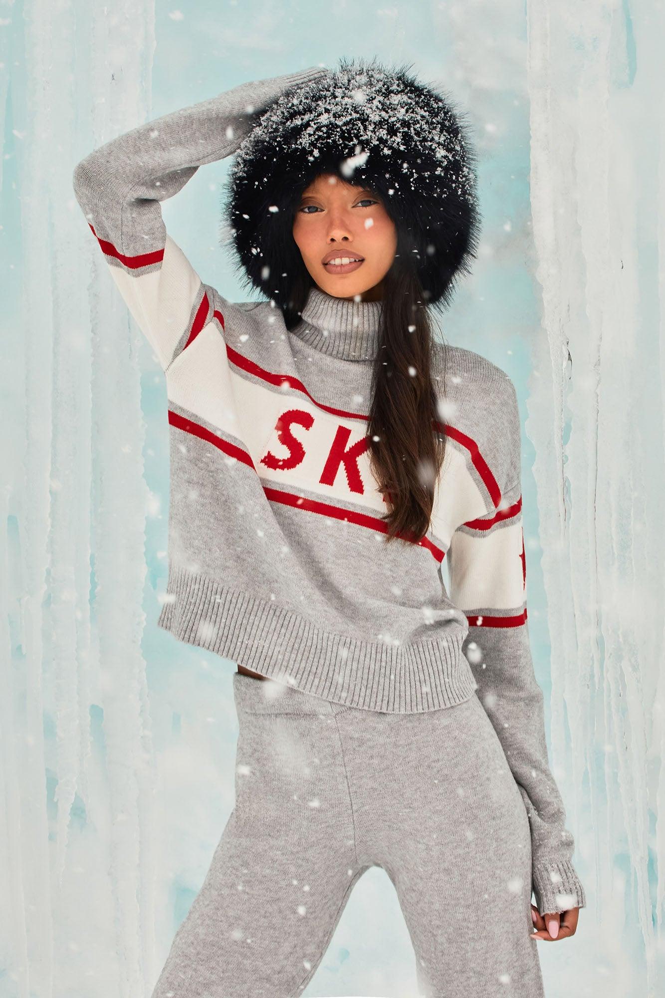 Ski Bunny Sweater Pant Set - Heather Grey Product Image