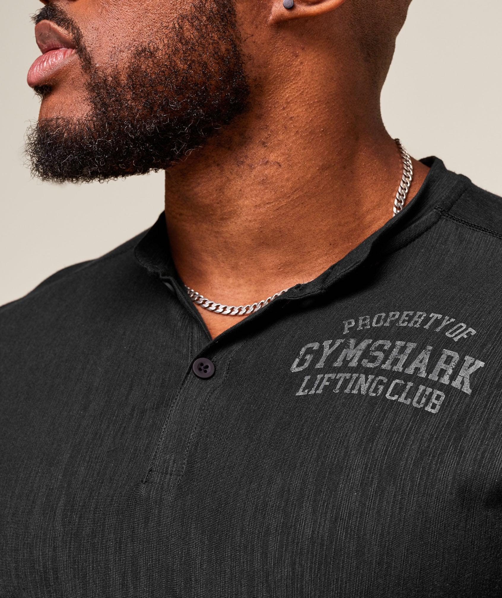 Gymshark Lightweight Slub Textured 3/4 Henley - Black Male Product Image