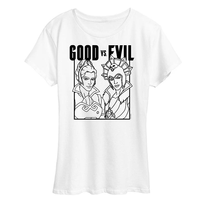 Womens Masters of the Universe Good Evil Graphic Tee Grey Gray Product Image