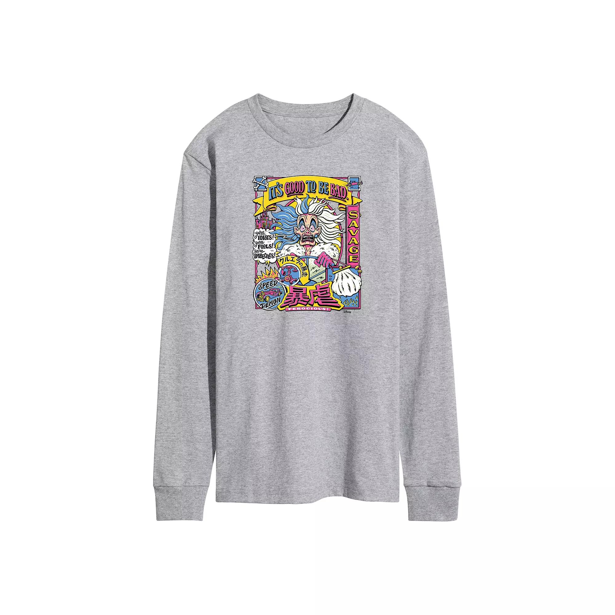 Disney Villains 101 Dalmatians Cruella Deville Men's Anime Long Sleeve Graphic Tee,  Product Image