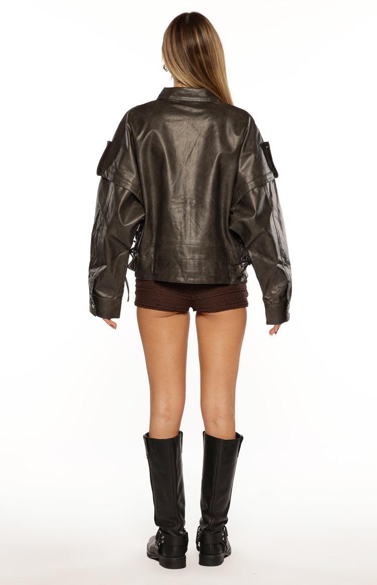 Jessica Anne PU Washed Black Jacket Girls Product Image