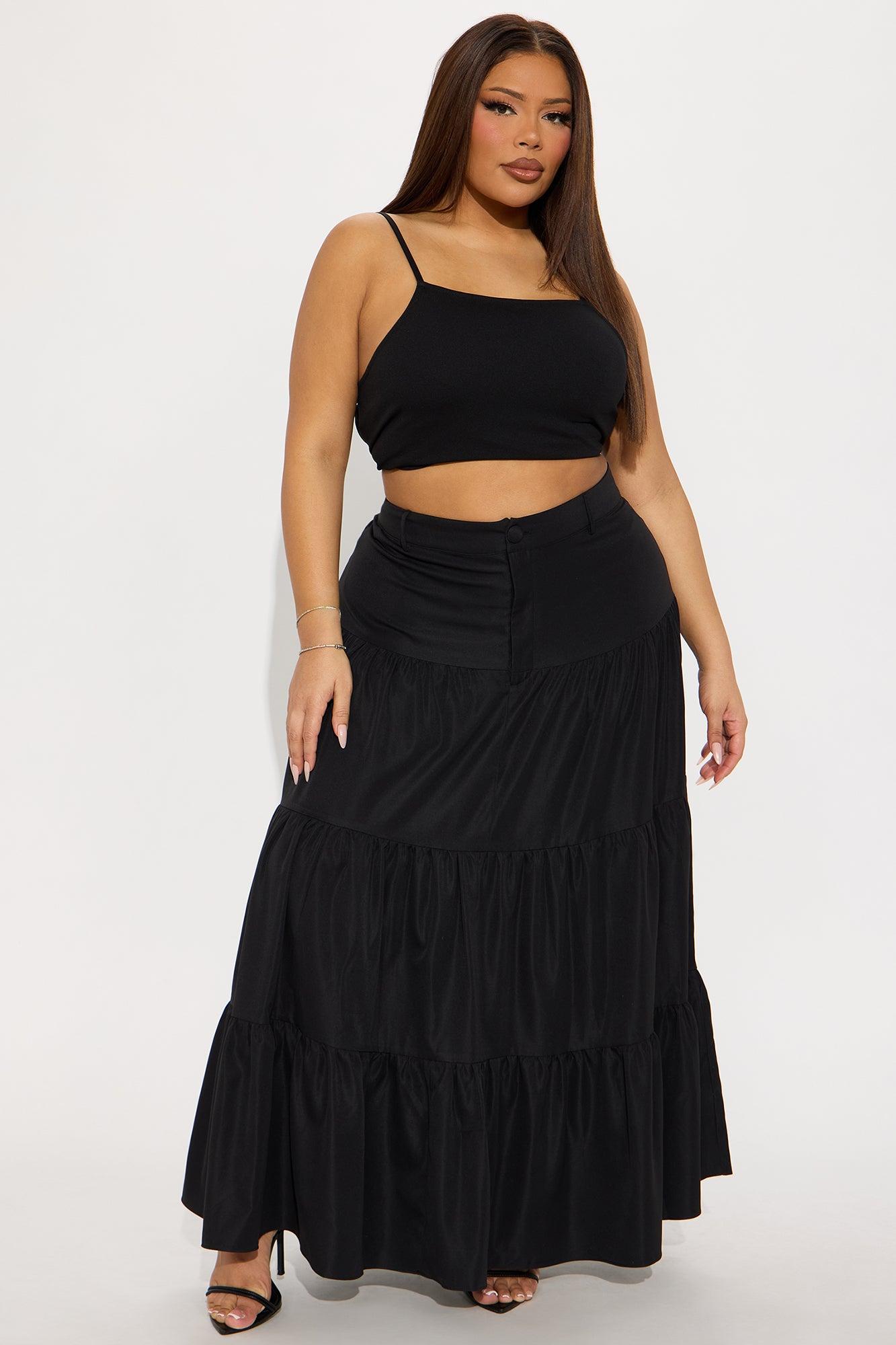 Marina Tiered Maxi Skirt - Black Product Image