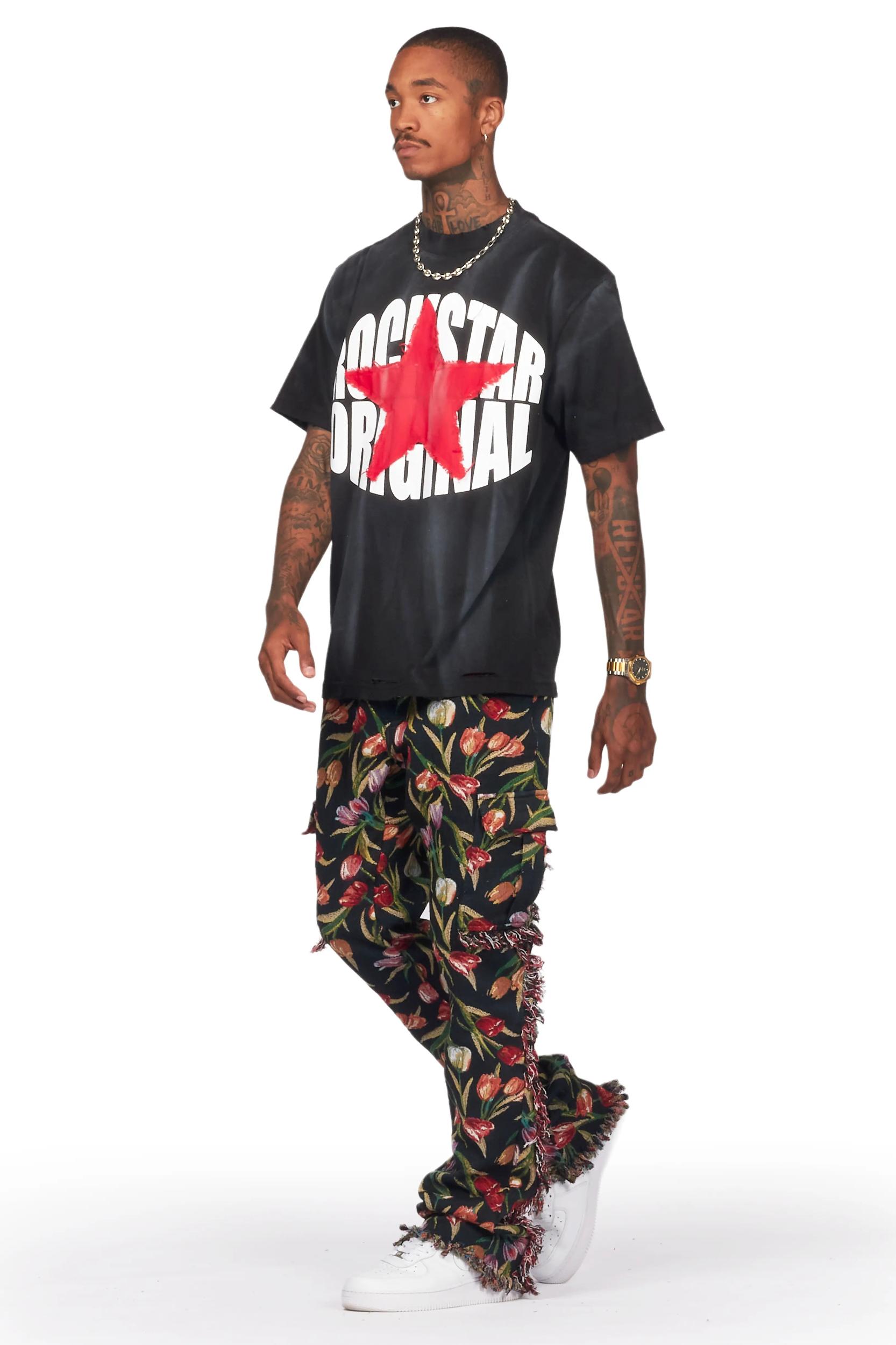 Ayami Black Slim Tapestry Flare Jean Male Product Image