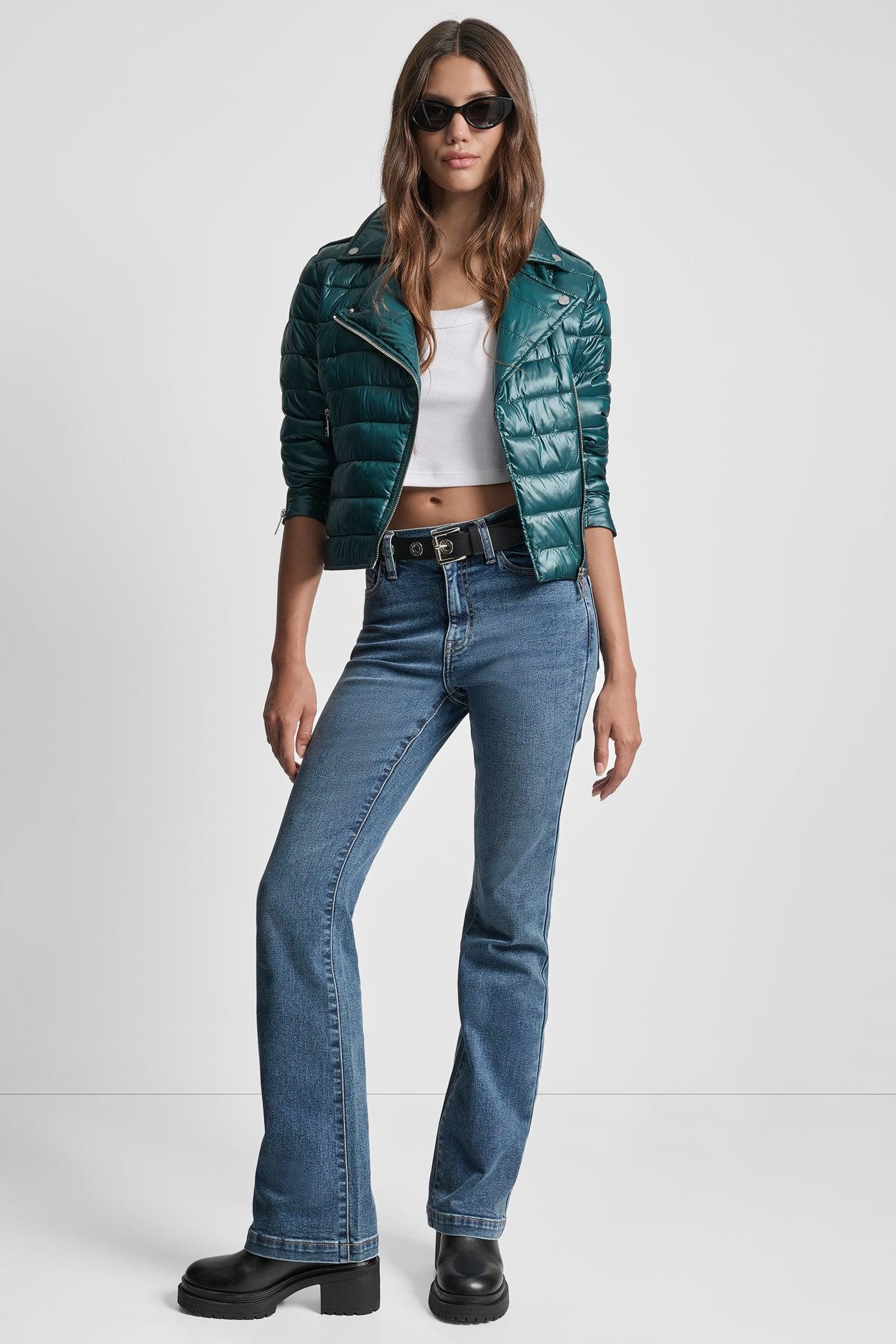 MOTO STYLE LIGHT WEIGHT PUFFER JACKET Product Image