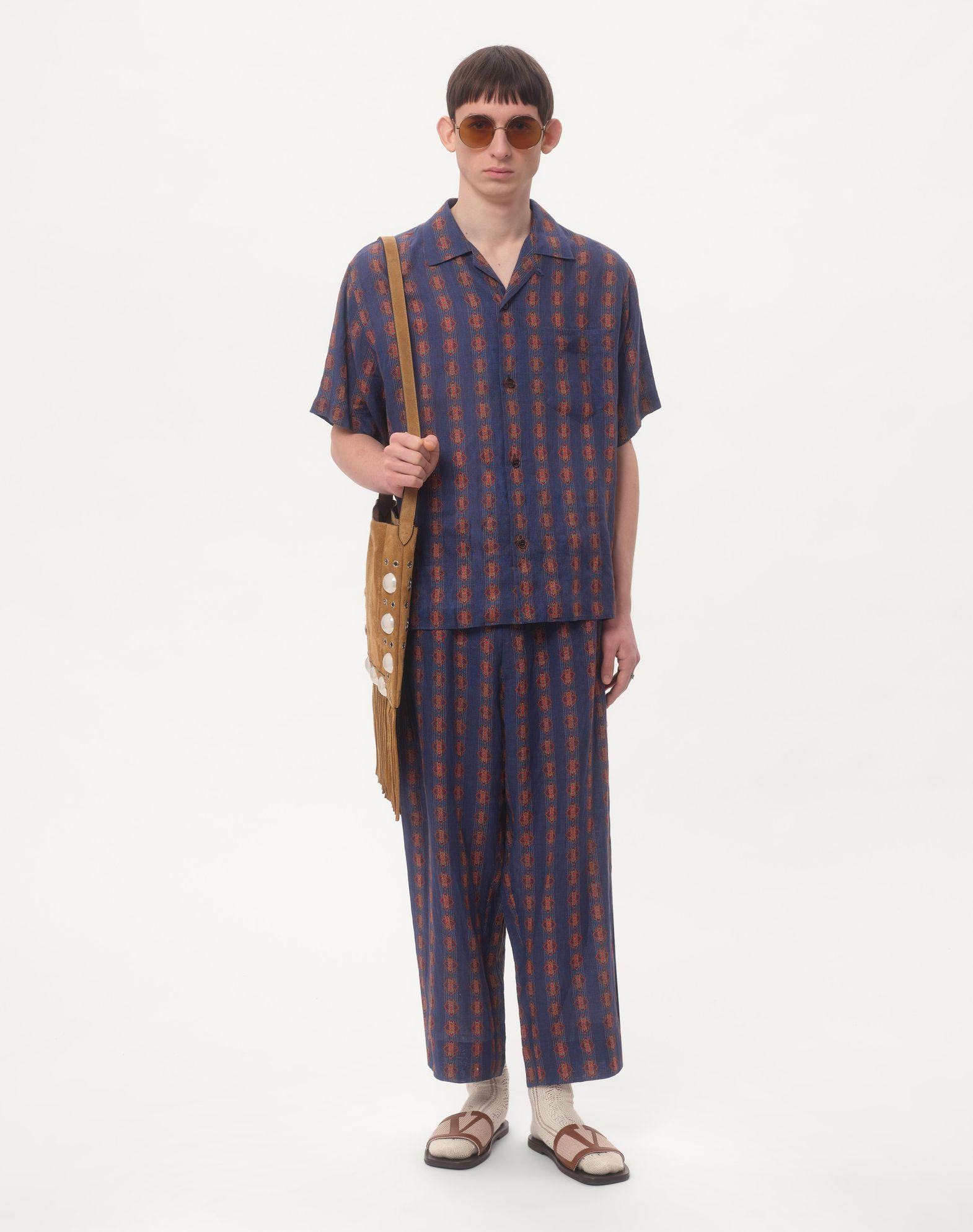 Linen Bowling Shirt With Voyage Imaginaire Print Product Image