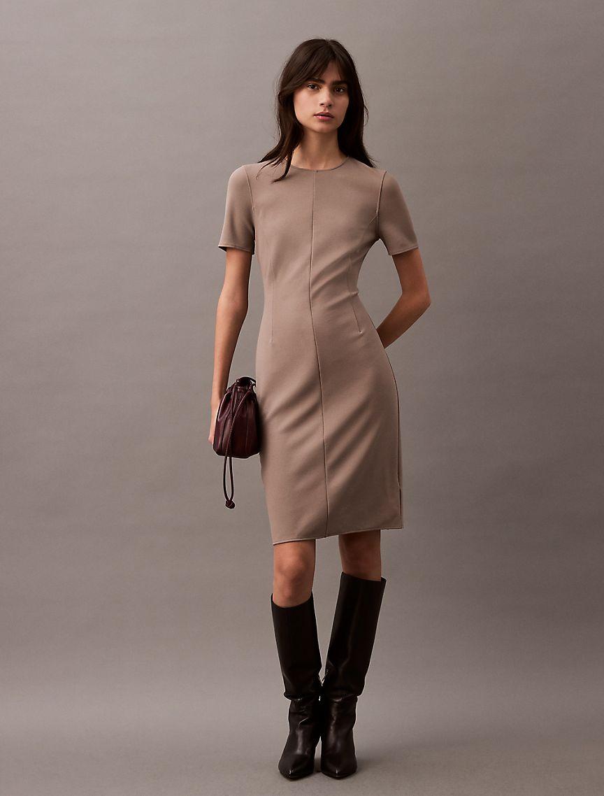 Compact Stretch Crepe Shift Dress Product Image