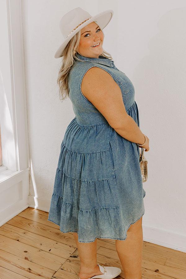Ocean Retreat Chambray Mini Dress Curves Product Image
