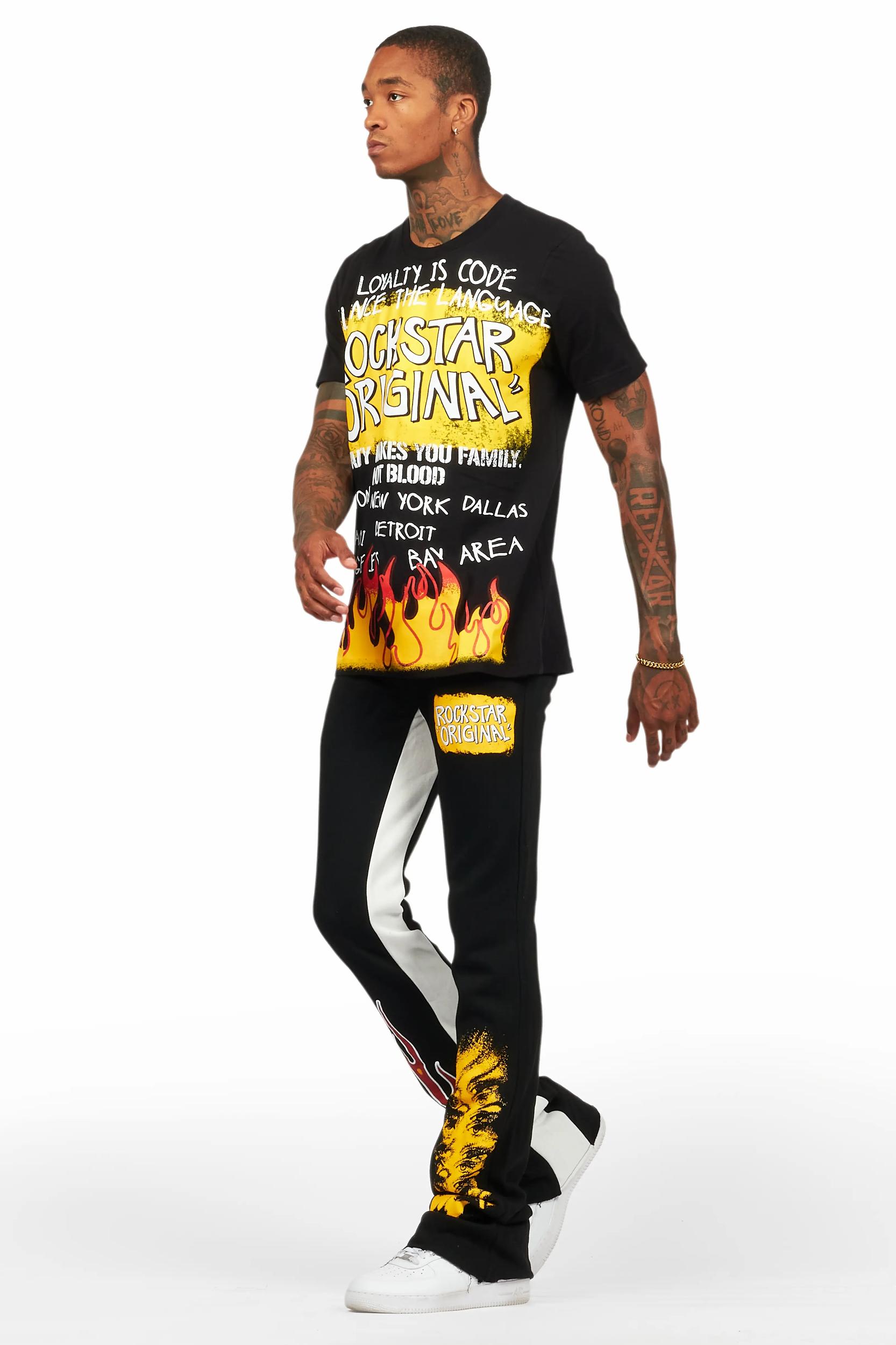 Beno Black T-Shirt/Baggy Stacked Pant Set Male Product Image