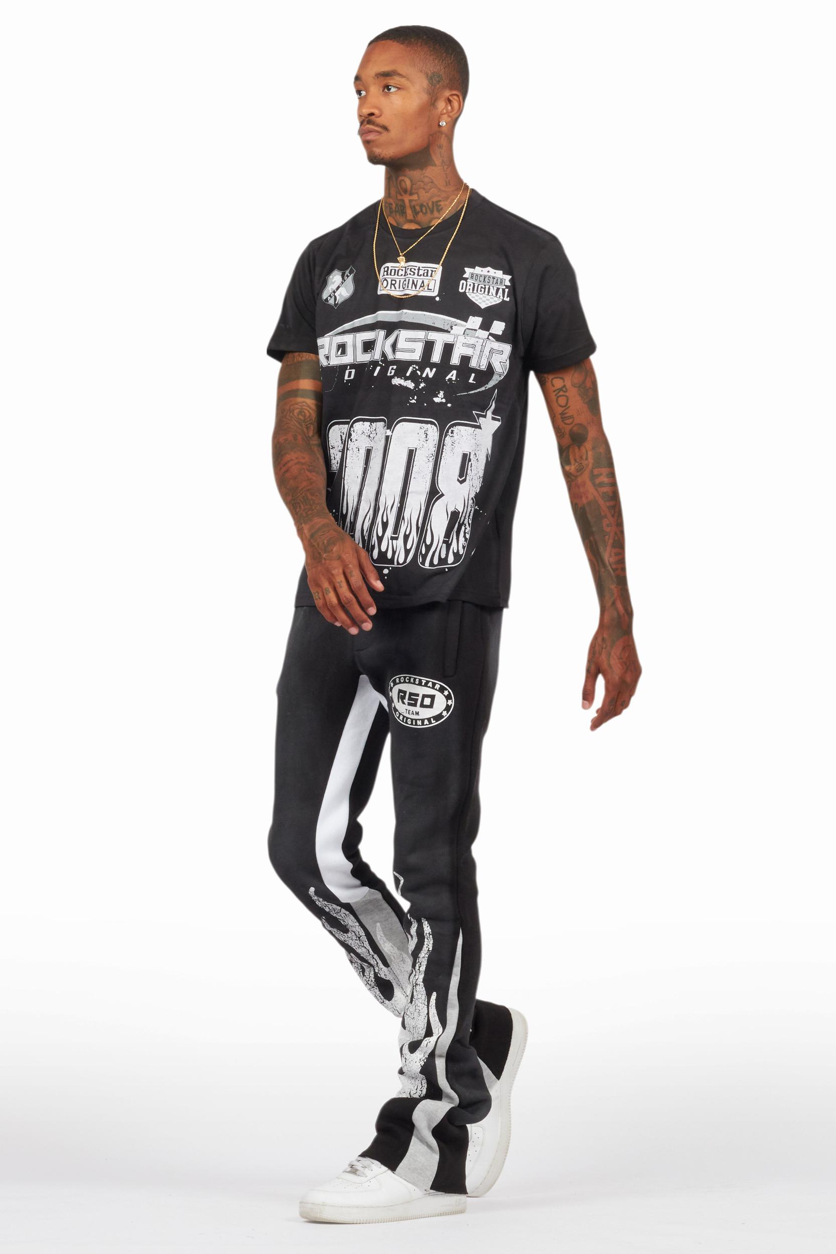 Amos Black T-Shirt/Stacked Flare Track Set Male Product Image