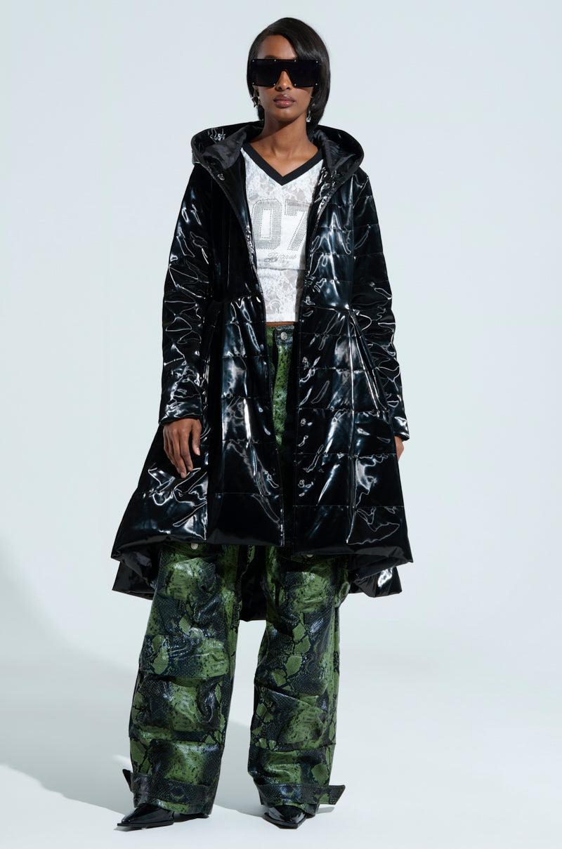 MIDTOWN LIQUID VELVET PEPLUM COAT Product Image