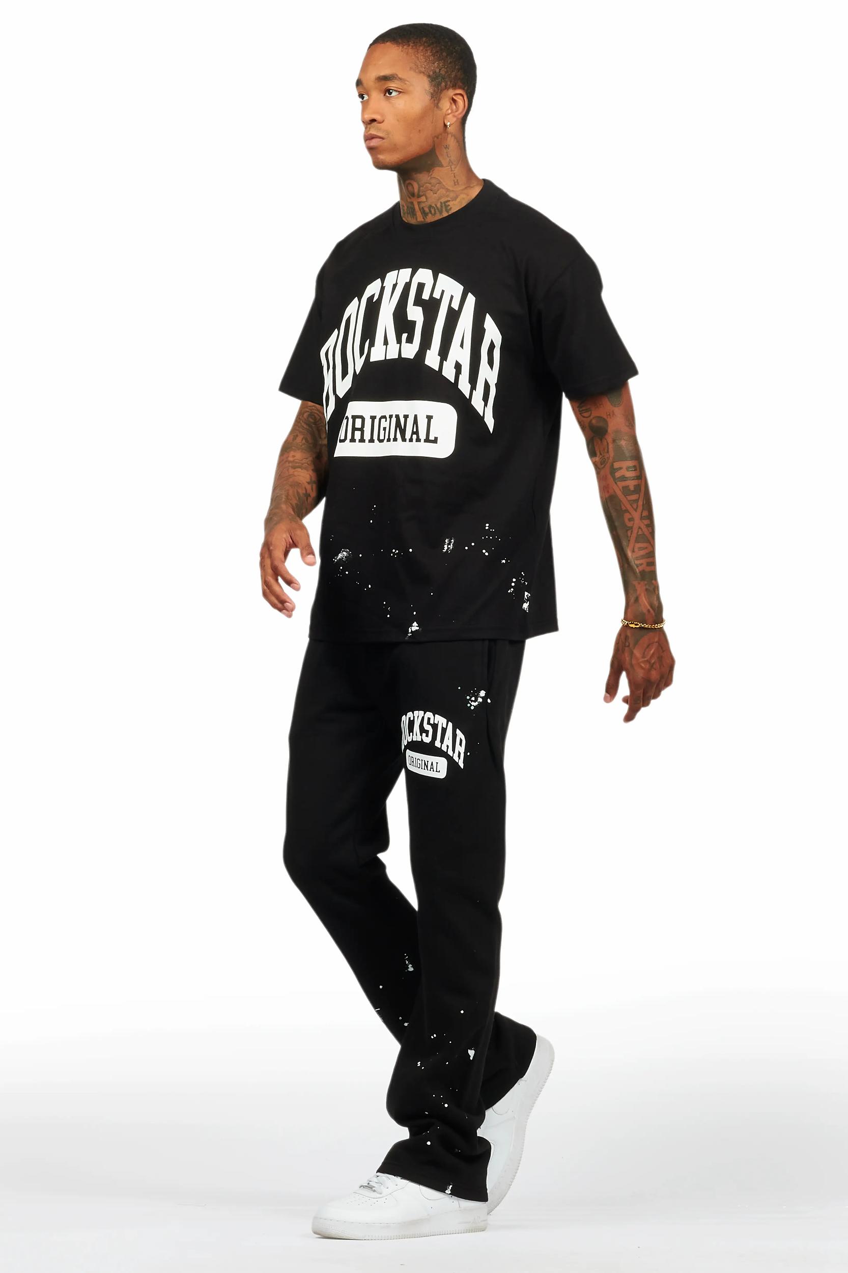 Rainer Black T-Shirt/Stacked Track Pant Set Male Product Image
