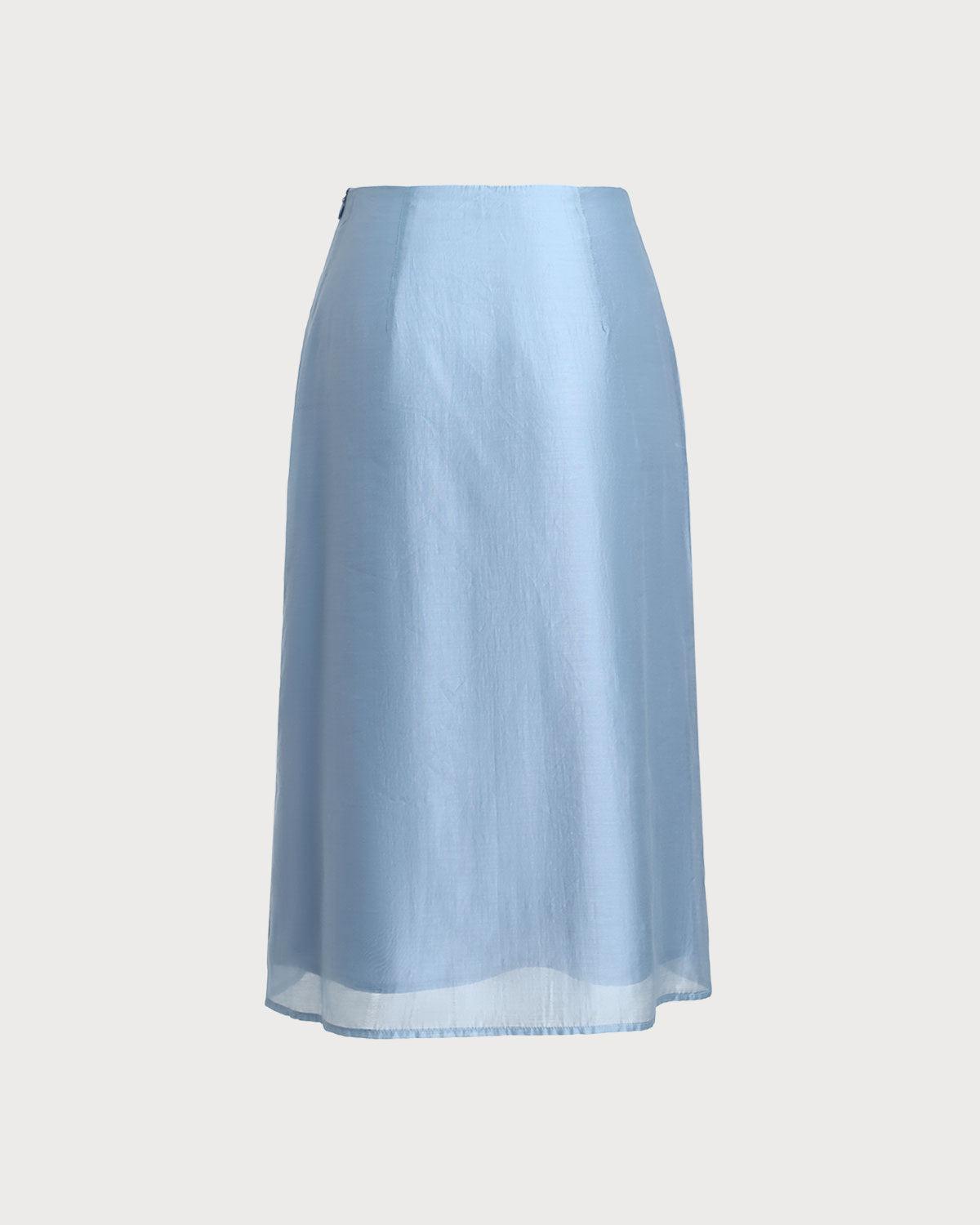 Blue Zipper A-Line Skirt Product Image