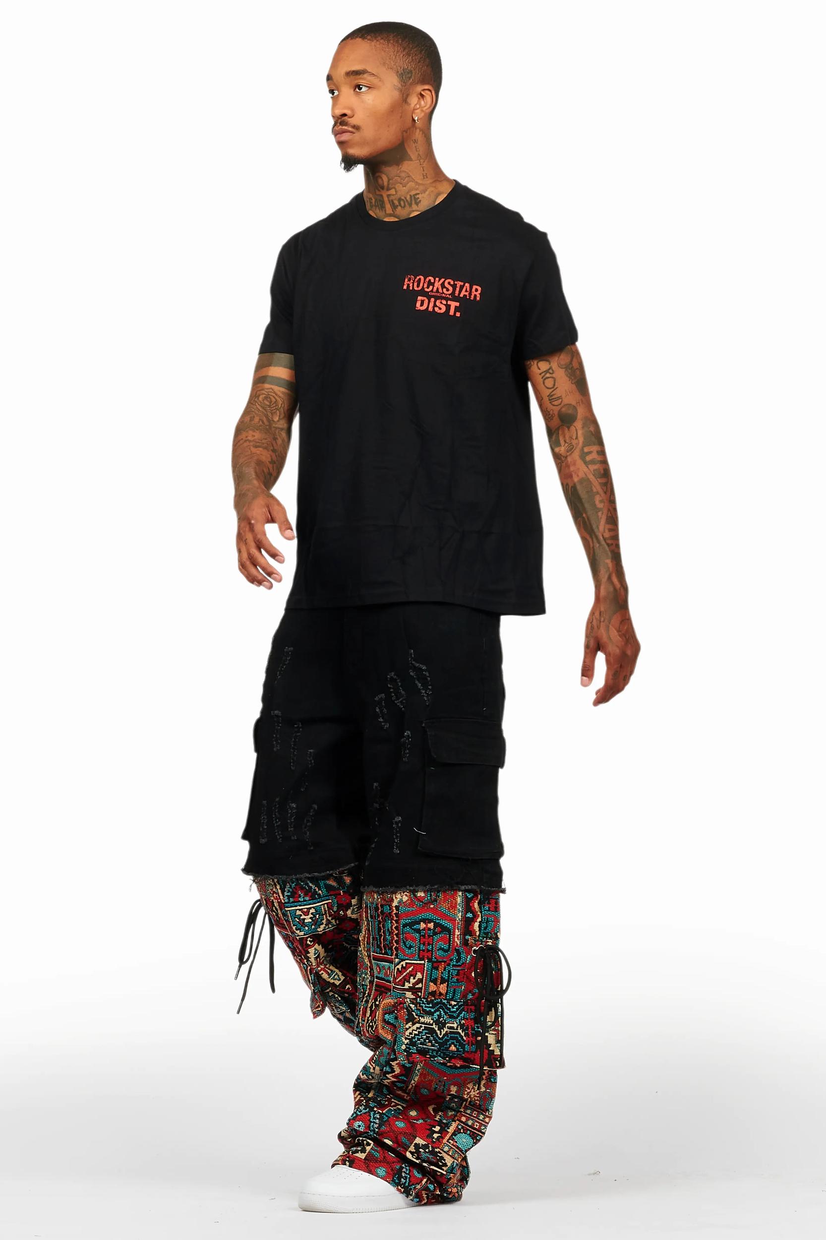 Lake Black/Red T-Shirt/Tapestry Baggy Jean Bundle Male Product Image