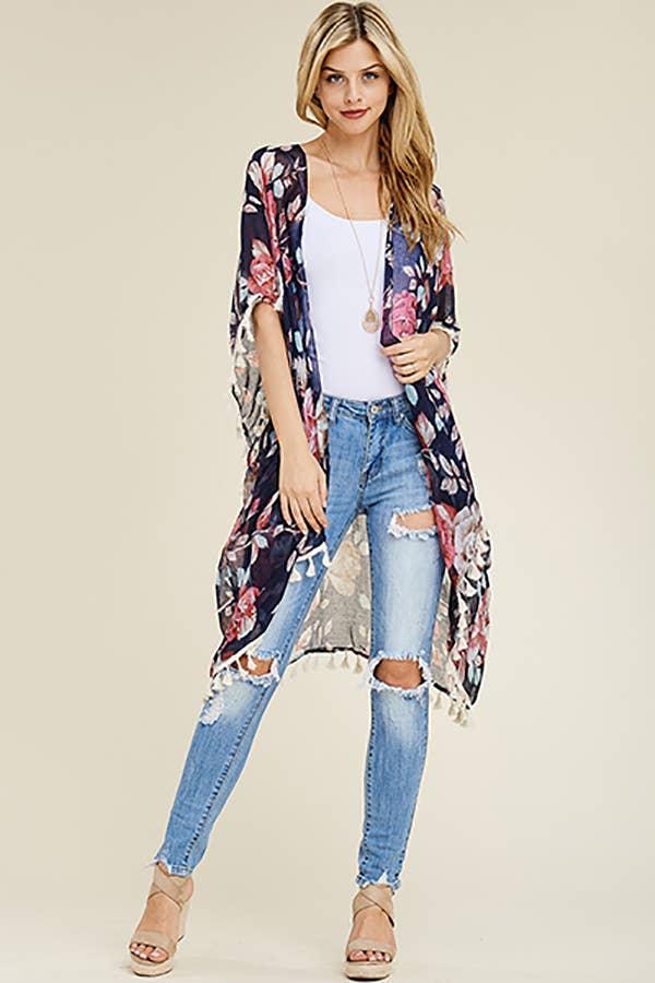 FLORAL TASSEL CARDIGAN Product Image