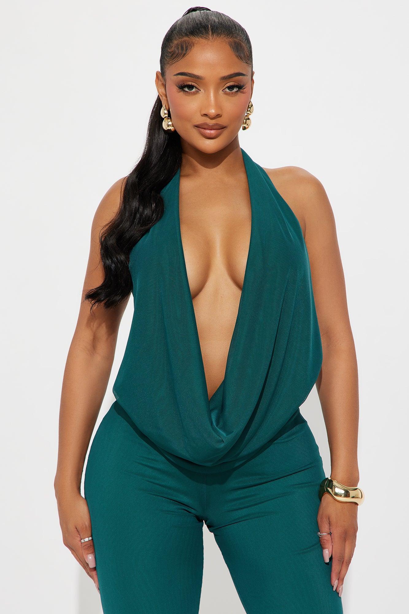 Best Behavior Mesh Halter Jumpsuit - Hunter Female Product Image