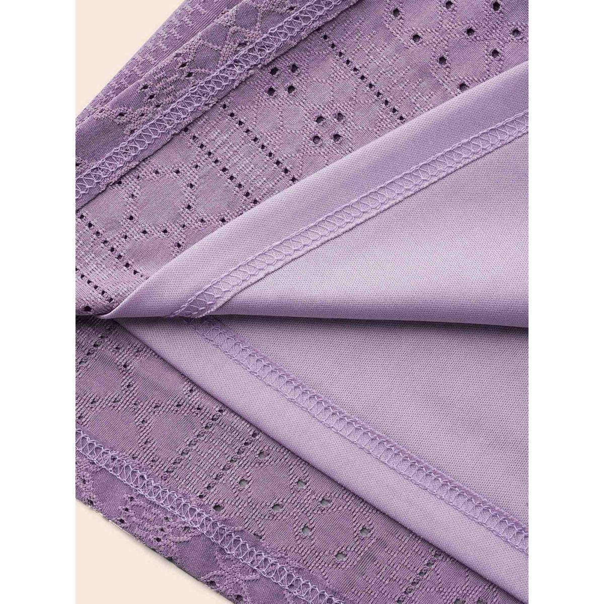 Plus Size Textured Plain Petal Sleeve Pockets Midi Dress Mauve Women Casual Petal edge Round Neck Short sleeve Curvy BloomChic 14-16/1X Product Image