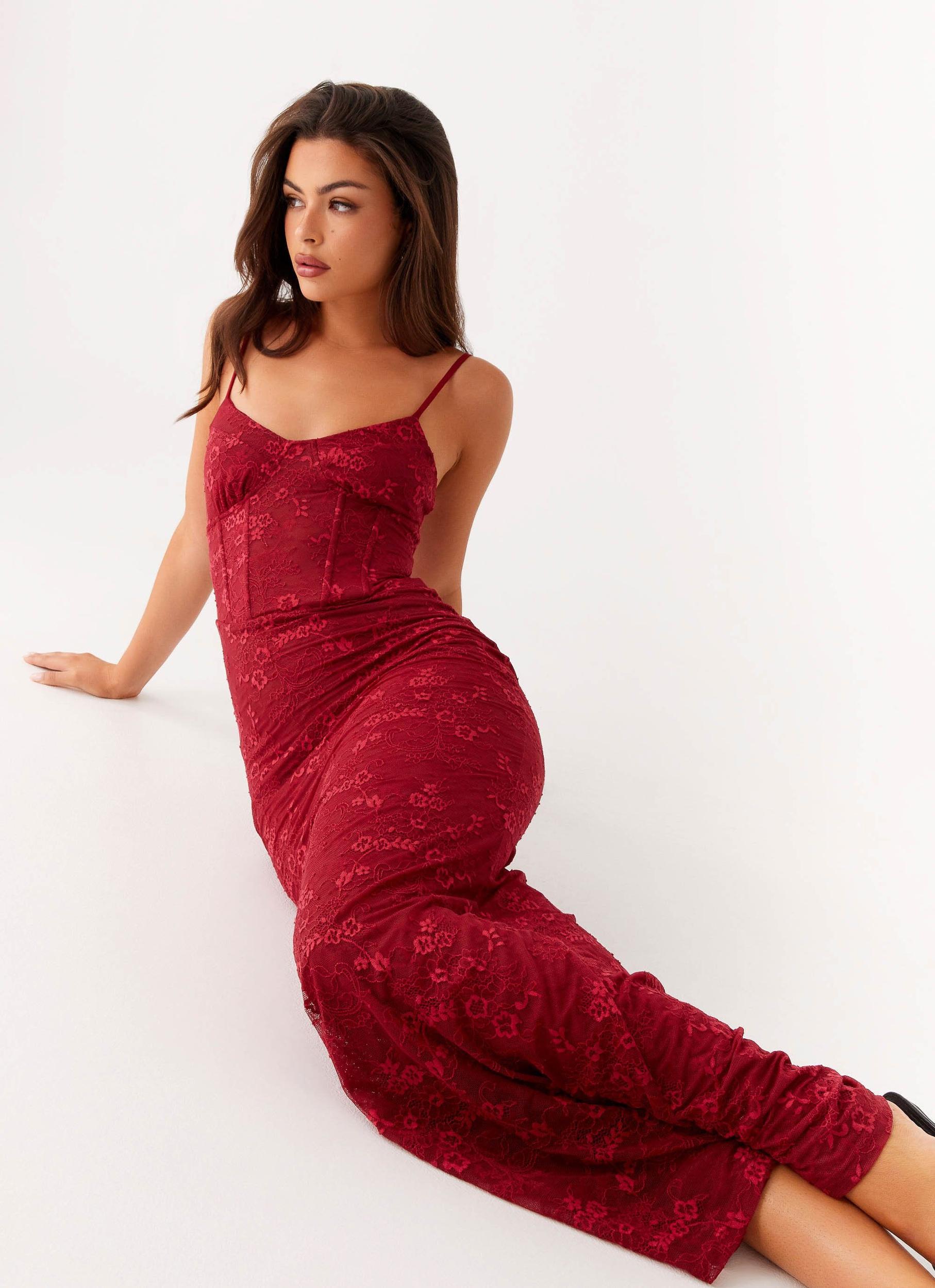 Rosa Corset Maxi Dress - Red Product Image