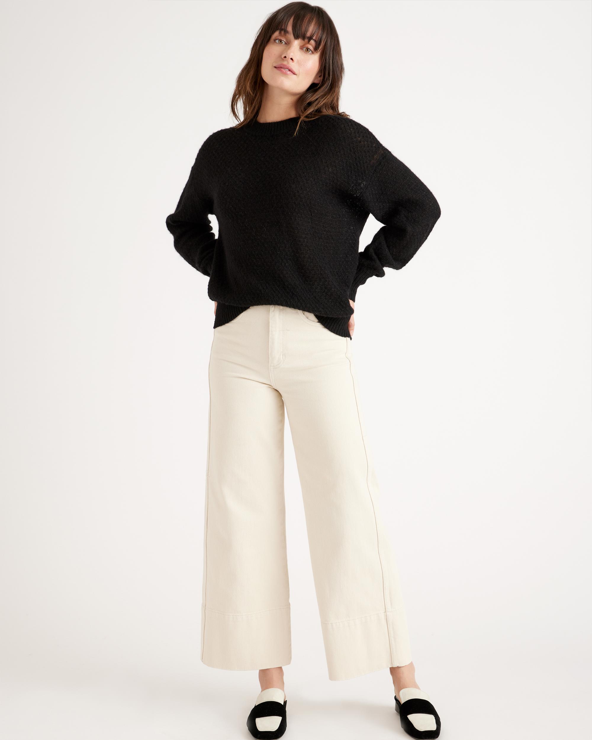 Quince | Women's Baby Alpaca-Wool Diamond Stitch Crew Neck Alpaca Sweater Size XL Product Image