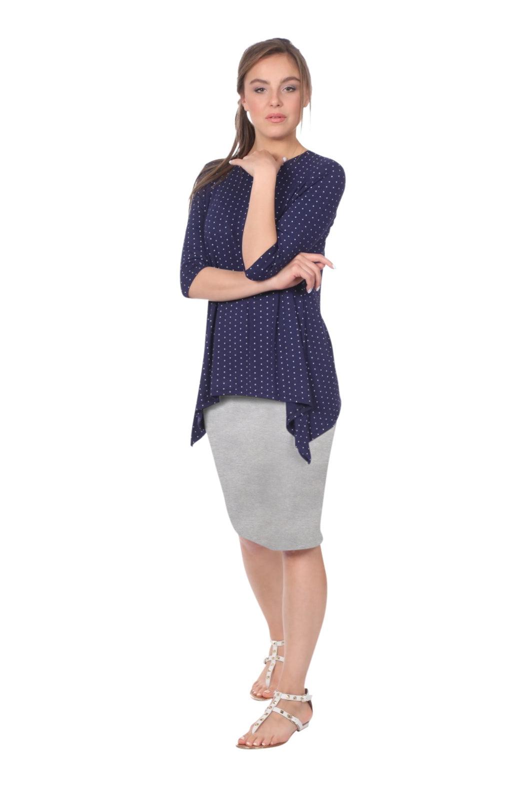 Knee-length Pencil Skirt Fitted in Cotton Lycra Product Image