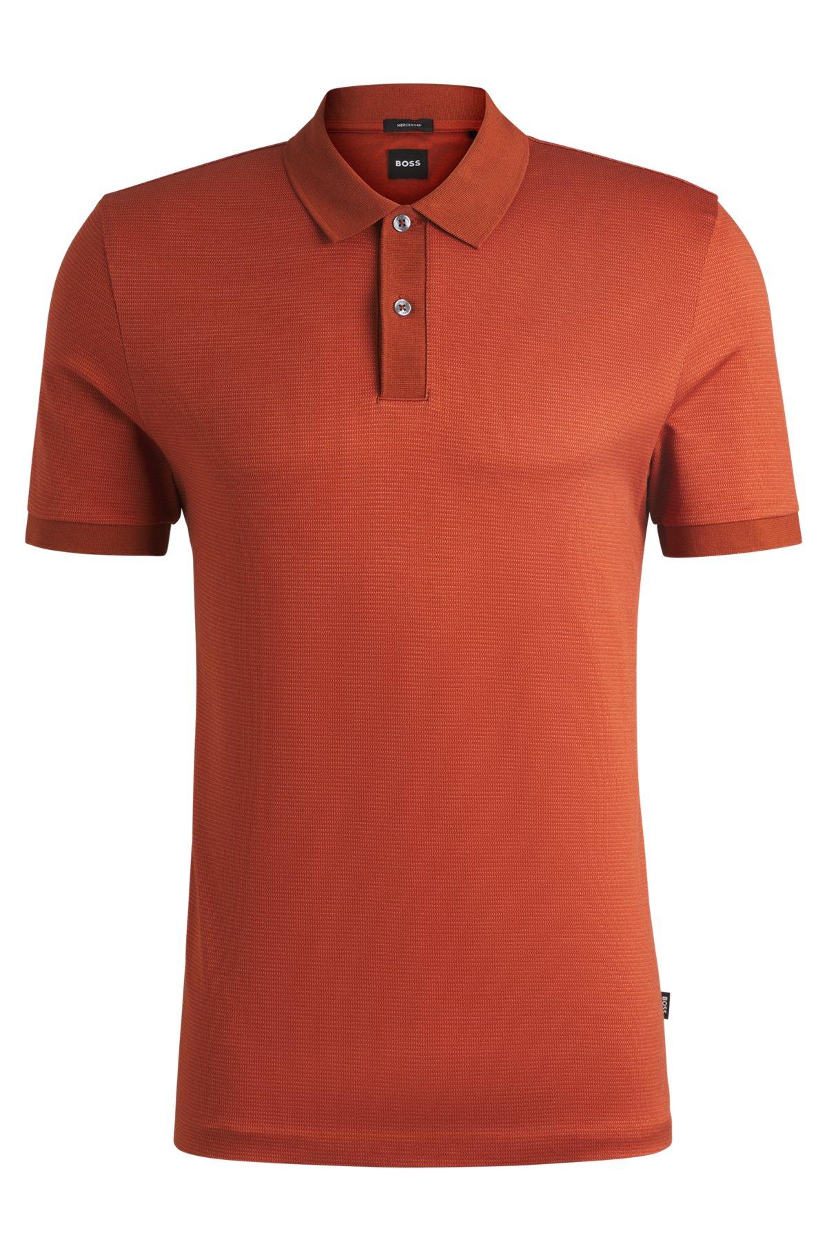 Micro-pattern polo shirt in mercerised cotton Product Image