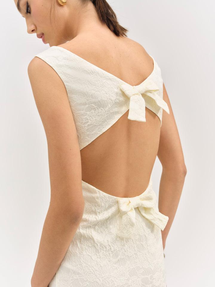 Rosie Jacquard Mini Dress — Cream Product Image