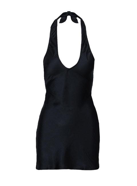 Mysteria Halter Mini Dress Black Product Image