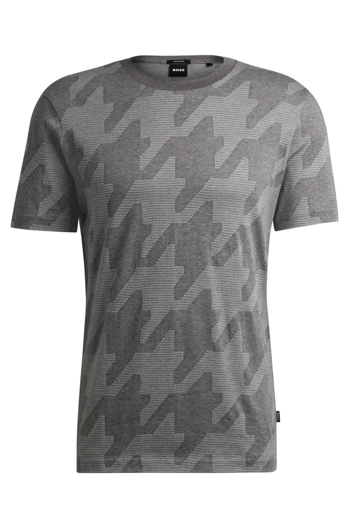 Mercerized-cotton T-shirt with houndstooth jacquard Product Image