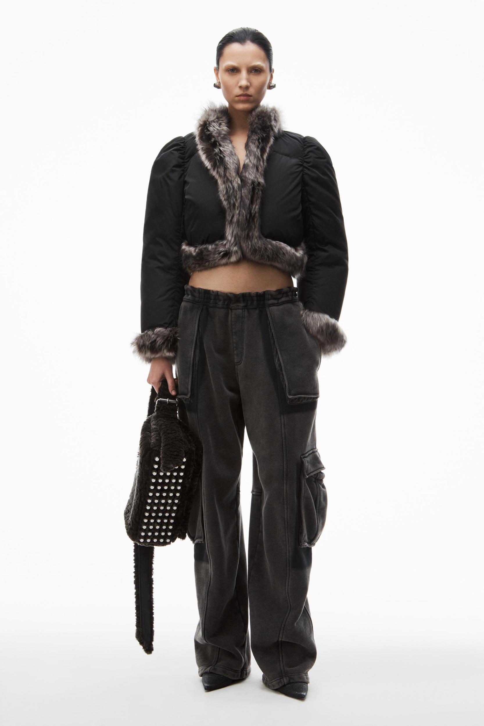 Cardigan Puffer With Fur Trim Product Image