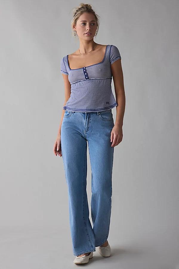BDG Brittney Square Neck Henley Babydoll Tee Womens at Urban Outfitters Product Image