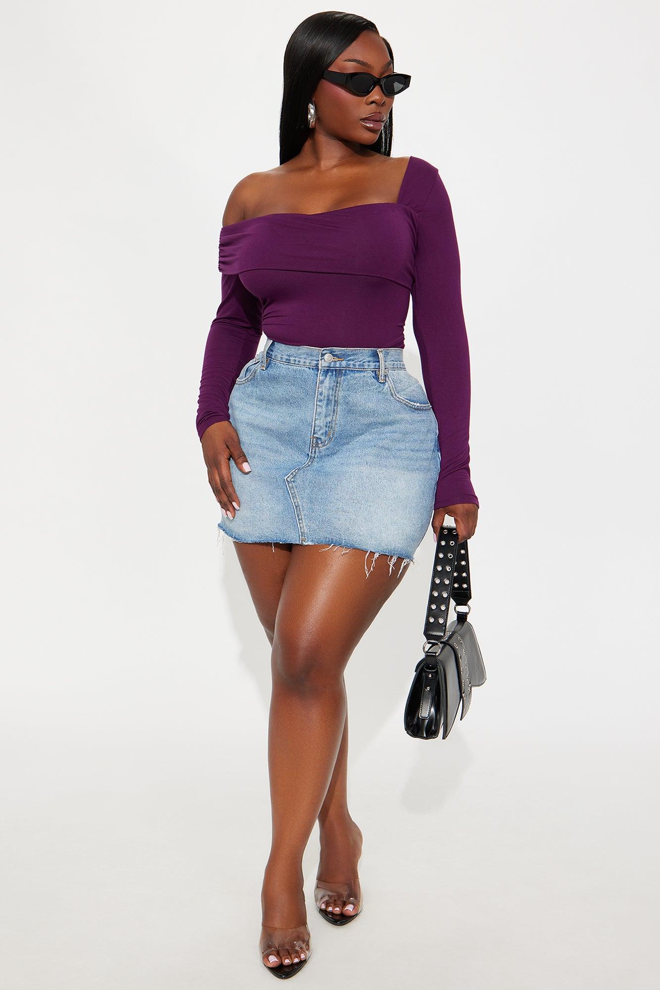 Gia One Shoulder Bodysuit - Plum Female Product Image