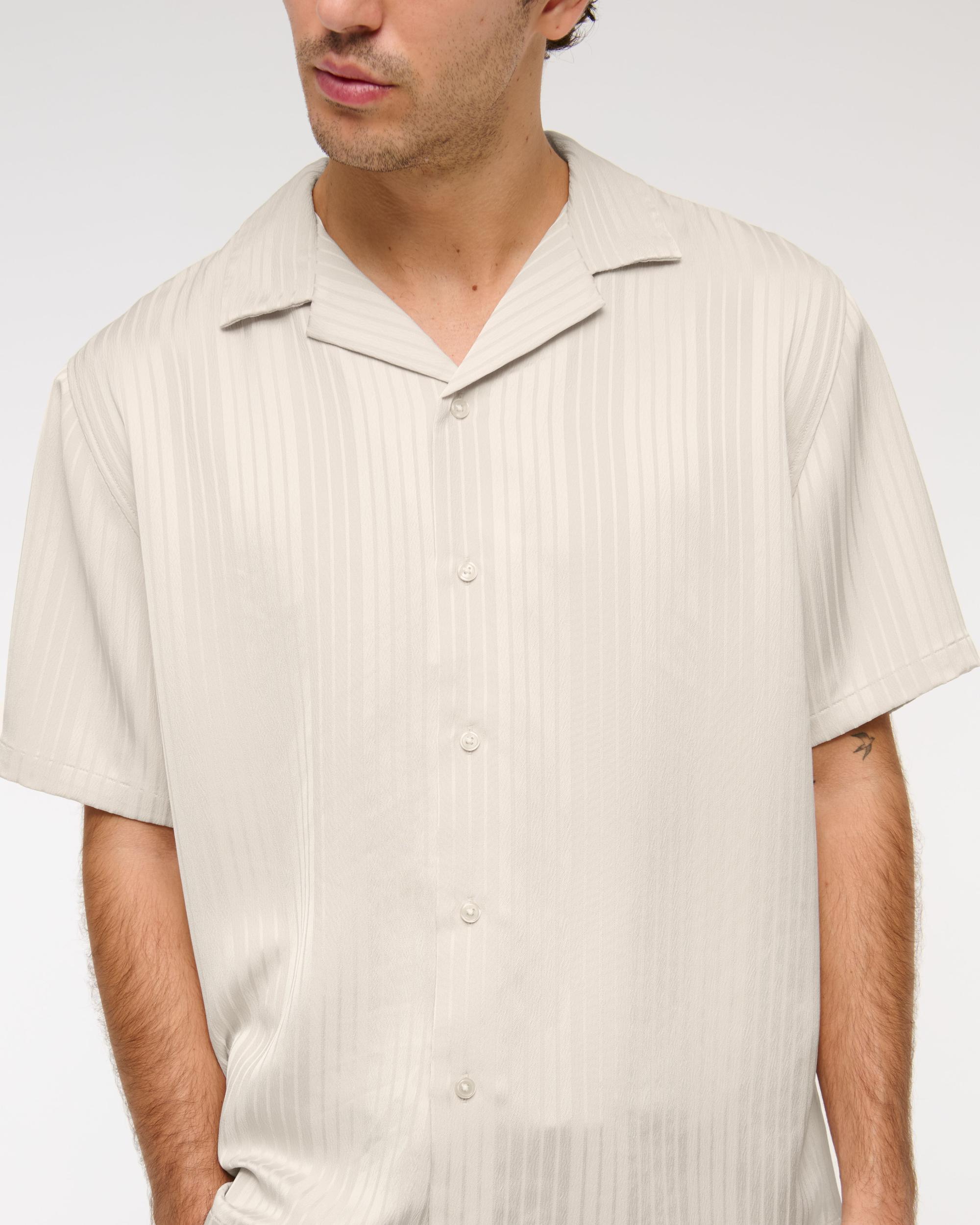 Camp Collar Textured Button-Up Shirt Product Image