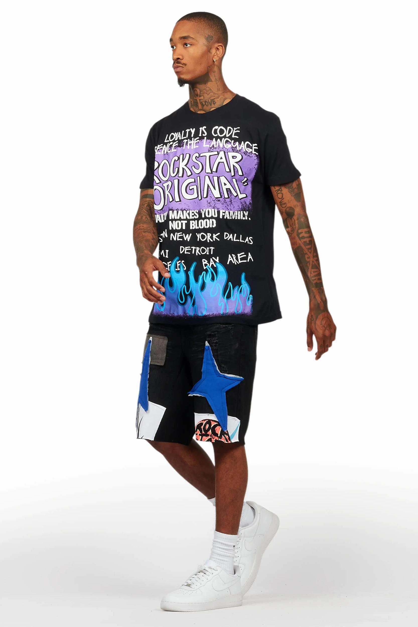 Beno Black T-Shirt/Denim Short Set Male Product Image