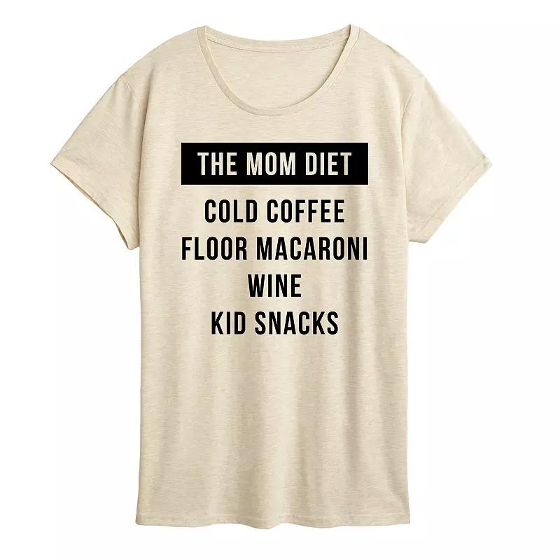 Womens The Mom Diet Graphic Tee Grey Gray Product Image