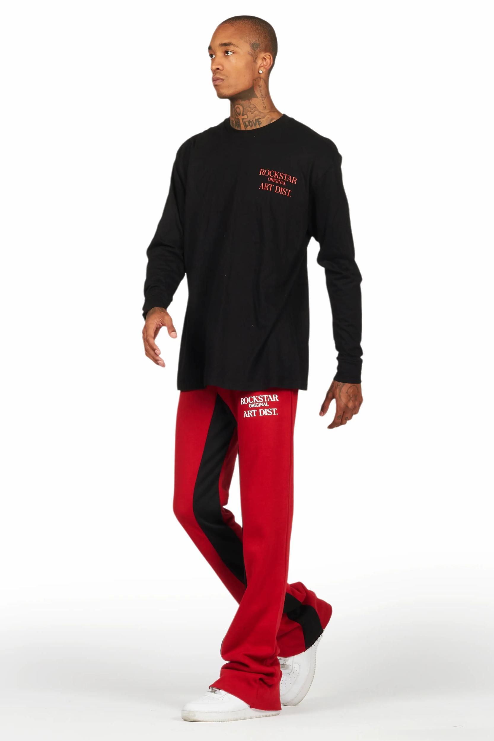 Briggs Burgundy Long Sleeve T-Shirt/Baggy Pant Set Male Product Image