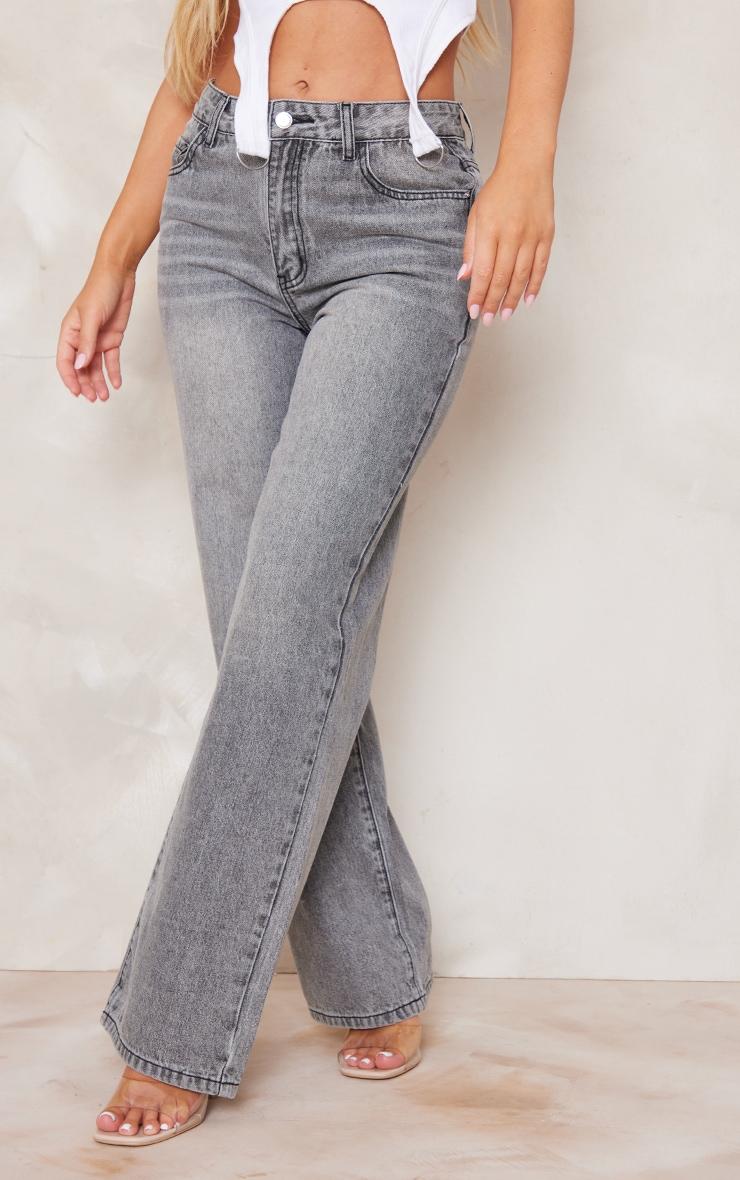 Grey Faded Wash Straight Leg Jeans Product Image