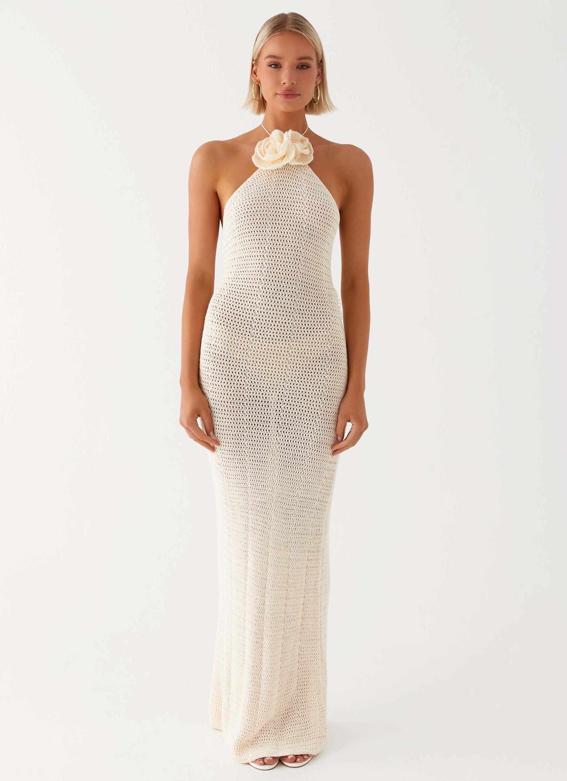 Gia Rose Halter Neck Maxi Dress - Ivory Product Image