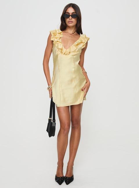 Butacup Frill Mini Dress Yellow Product Image
