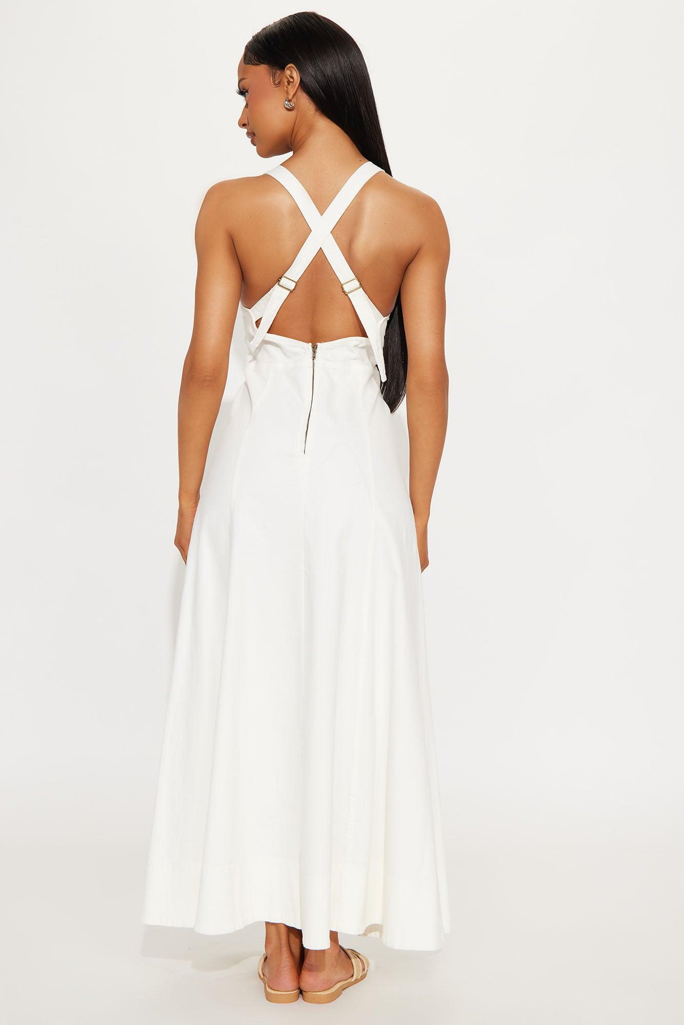 Giddy Up Denim Midi Dress - Ivory Product Image